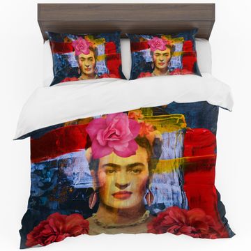 Frida Kahlo on Blue Duvet Cover Set By Mark Van Vuuren Queen