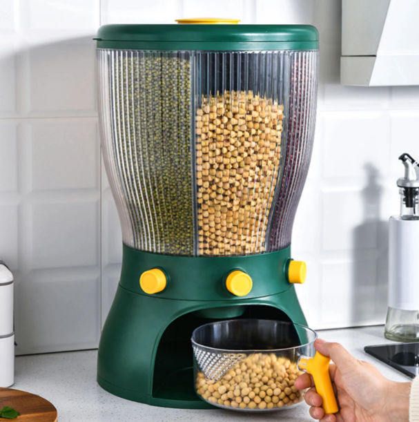 Transparent Insect Proof Rotating Rice and Cereal Dispenser