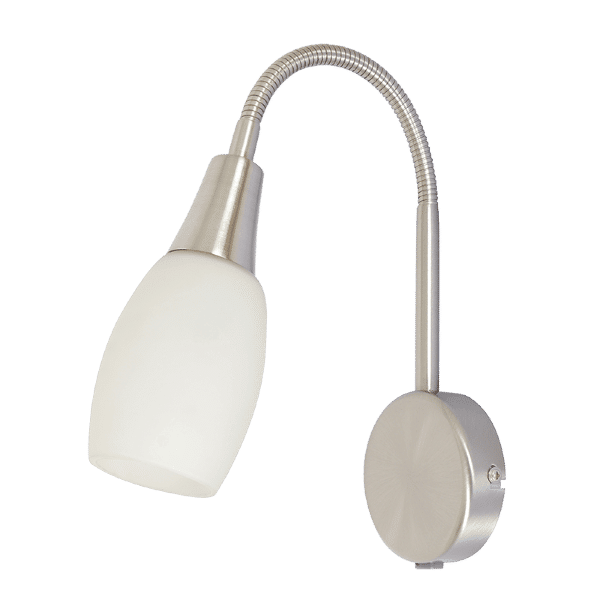 Zebbies Lighting Jerry Satin Nickel Wall Light with Frosted Glass