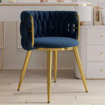 Dove Velvet Dinning Chairs-Round Blue