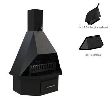 Avalon Hex Fireplace (800mm) incl. medium base and cowl