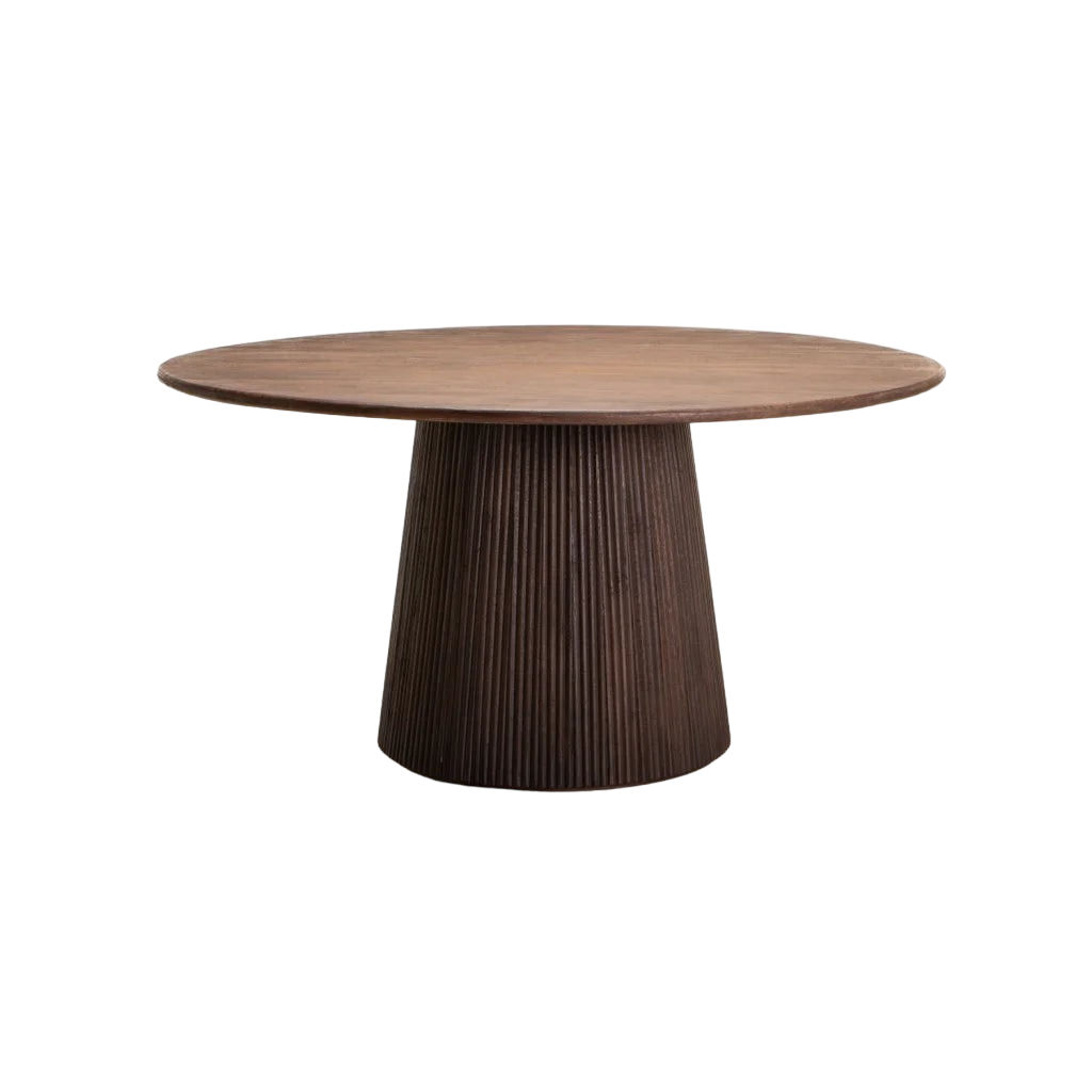 Vividitto - Chipo  150 Round Solid Wood Dining  Table- Dark Brown
