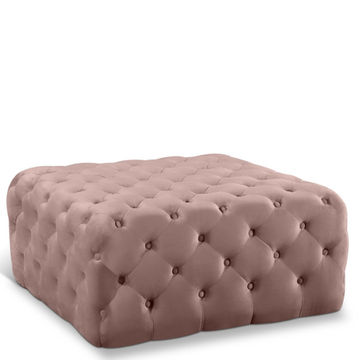 Clark Square Velvet Upholstered Ottoman Large Pink