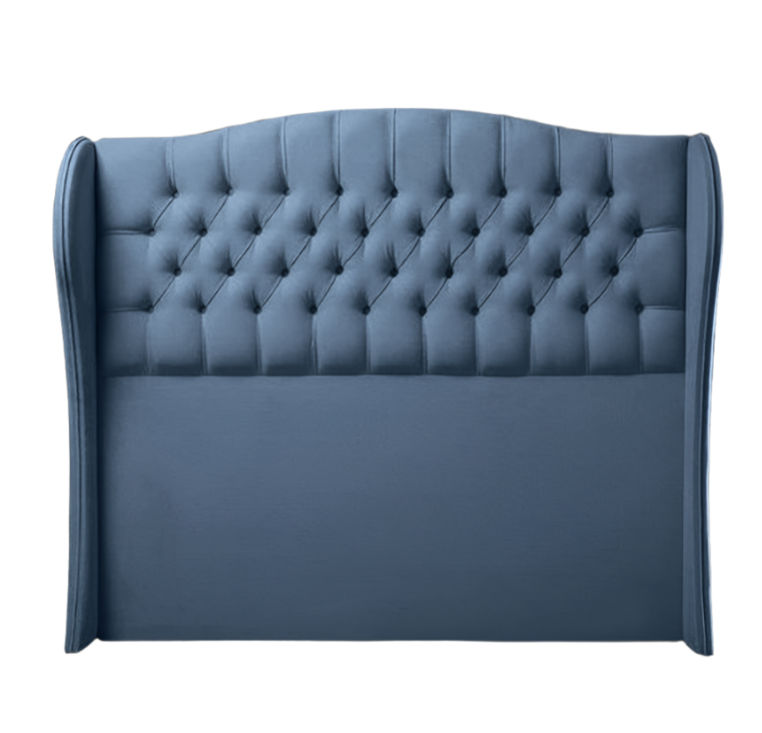 Codie Buttoned Winged Headboard Queen -Sky Blue