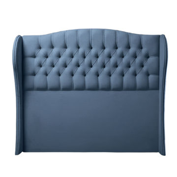Codie Buttoned Winged Headboard Queen -Sky Blue