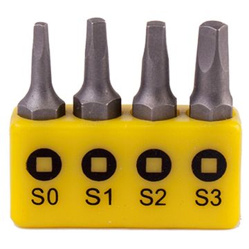 Screwdriver Bit Set Square Recess 4Pce 25Mm Sq0.1.2.3