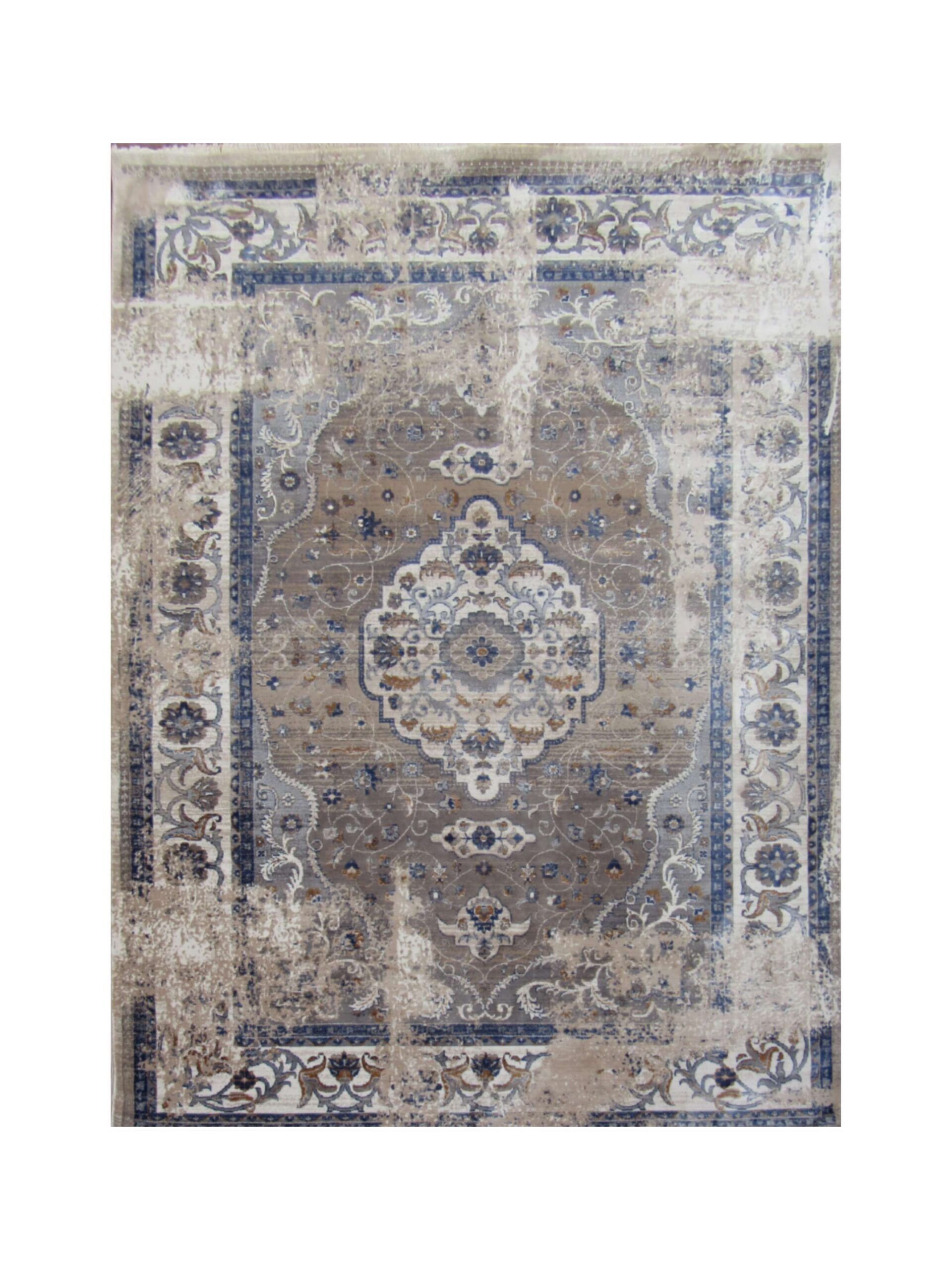 BK Carpets & Rugs - Oriental Inspired Vintage Style Indoor Rug - 2m x 2,9m - Beige - Blue
