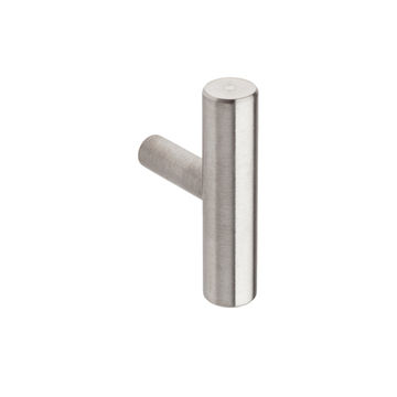 Cupboard T Knob - Modern - Brushed Stainless Steel