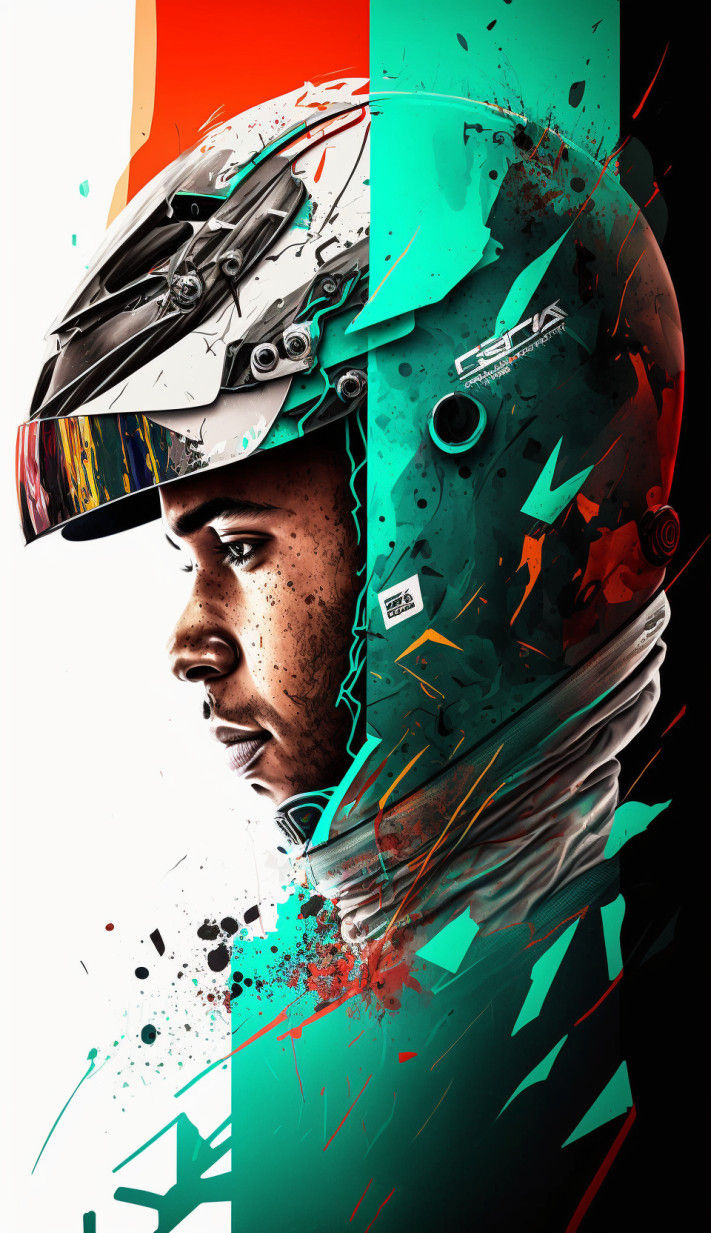 Canvas Wall Art - Lewis Hamilton Abstract Image - B1555 - [120 x 80 cm]