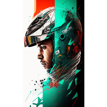 Canvas Wall Art - Lewis Hamilton Abstract Image - B1555 - [120 x 80 cm]