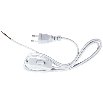 2 Core White Cable with On/Off Switch and 2 Prong Plug