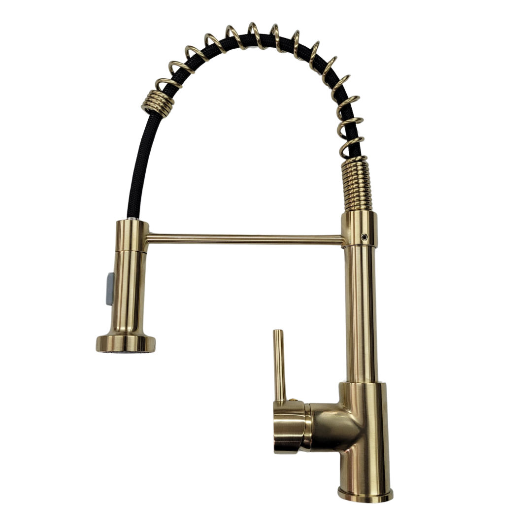Trendy Taps Premium Quality Brushed Gold Exposed Extendable Mixer