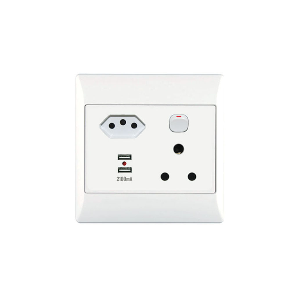 1x16A + 1 Euro + USB Socket Outlet 4x4 With White Cover