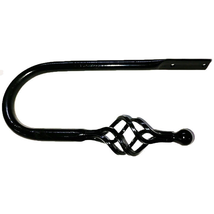 Matoc Designs Metal Curved Tieback arm with Basket -Black -(Pack of 2)