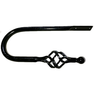 Matoc Designs Metal Curved Tieback arm with Basket -Black -(Pack of 2)