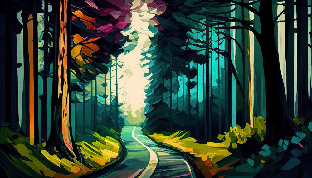 Canvas Wall Art - Canvas Wall Art-Road in a Forest - B1214 - [120 x 80 cm]