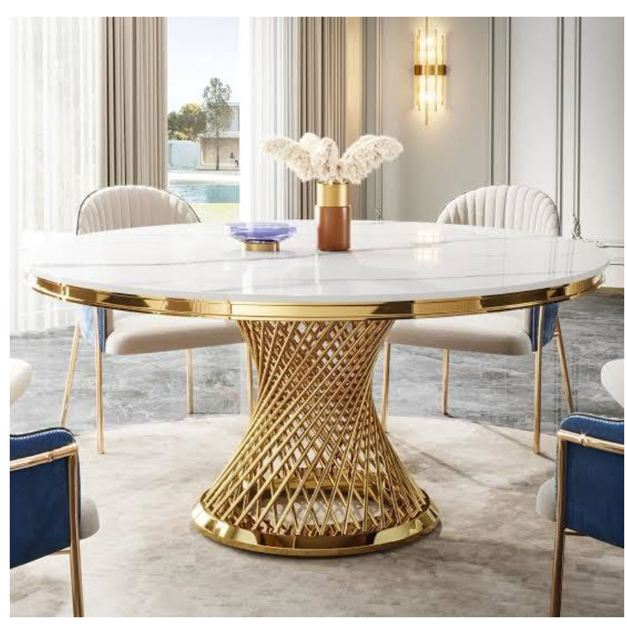 Laura Marble Dining  Table - Silver