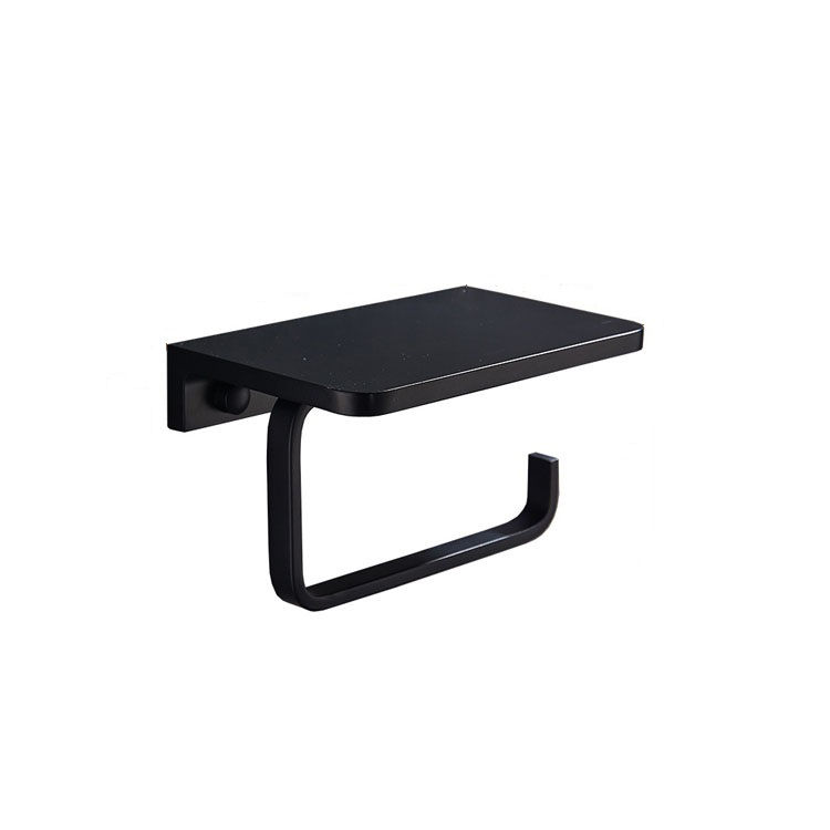 BTB043- Blackened Brass Toilet Roll Holder with Phone Shelf