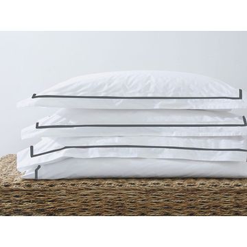 Rey's Fine Linen - Egyptian Collection - Oxford Satin Stitch Duvet Cover -Castlerock-Three Quater(01 Set)