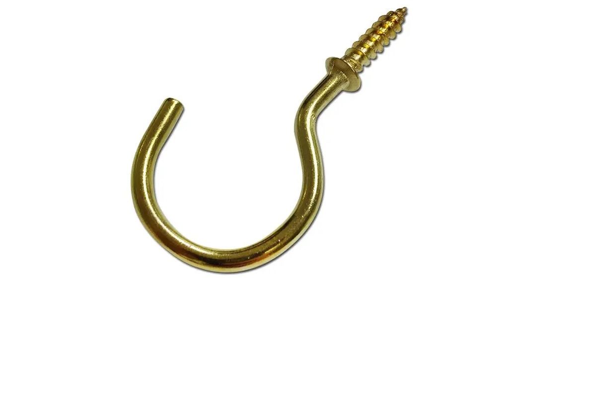 Round Cup Hook, Brass, 38mm, 20 Pieces (4 pack) BY WOODLY