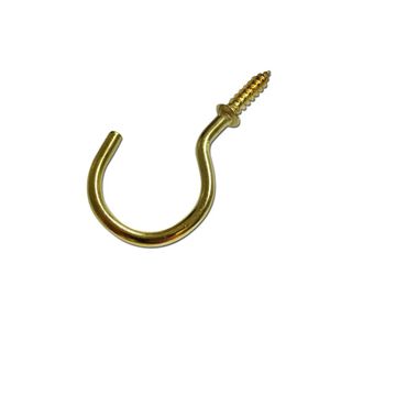 Round Cup Hook, Brass, 38mm, 20 Pieces (4 pack) BY WOODLY