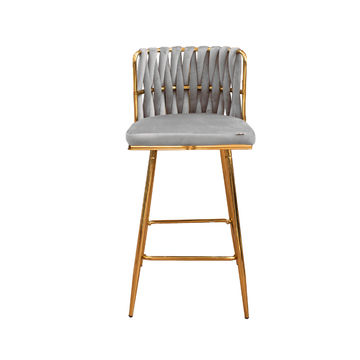 GOF Furniture - Zuri High Counter Velvet Bar Stool, Grey