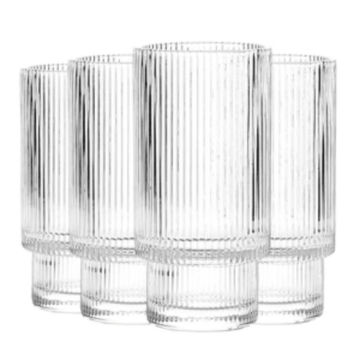 Stripe Polar glass- set of 4