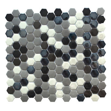Mosaic Tile - Glass Mini Hexagon Black & Grey Mix 303x275 (per sheet)