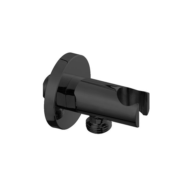 Devario Premio Shower Outlet Elbow With Holder Round Brass -Matte Black
