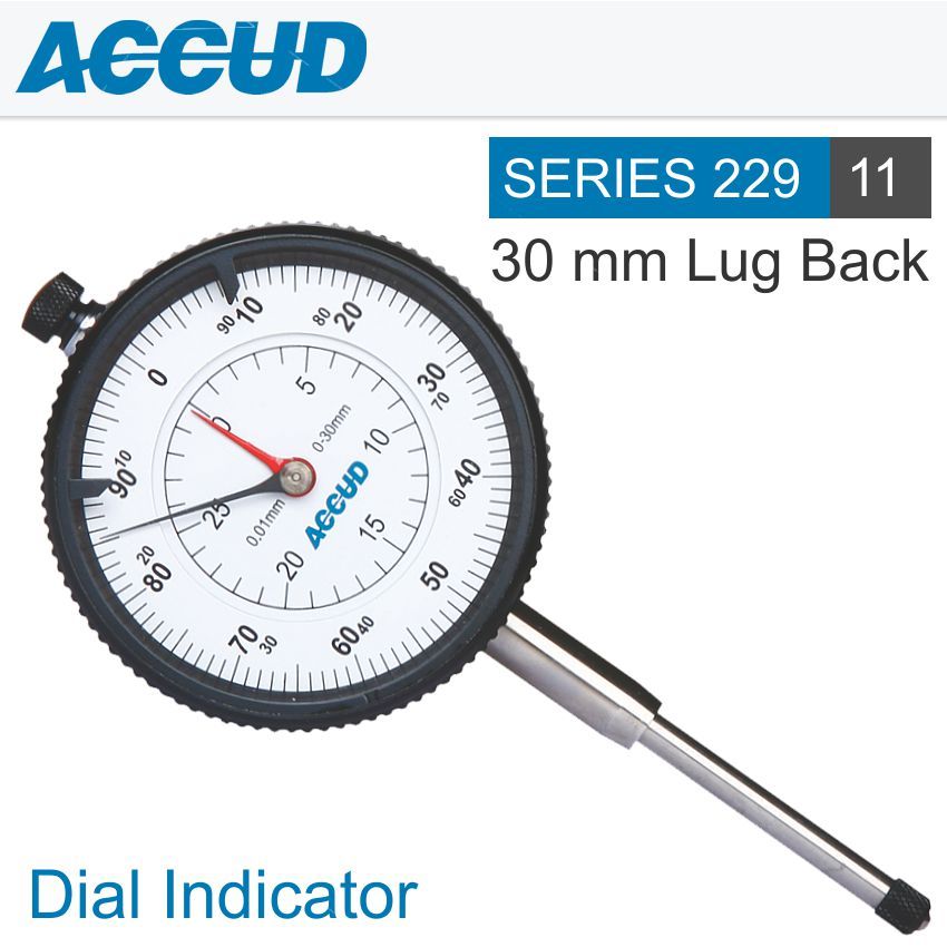 DIAL INDICATOR 30MM 0.01MM GRADIATED LUG&FLAT BACK