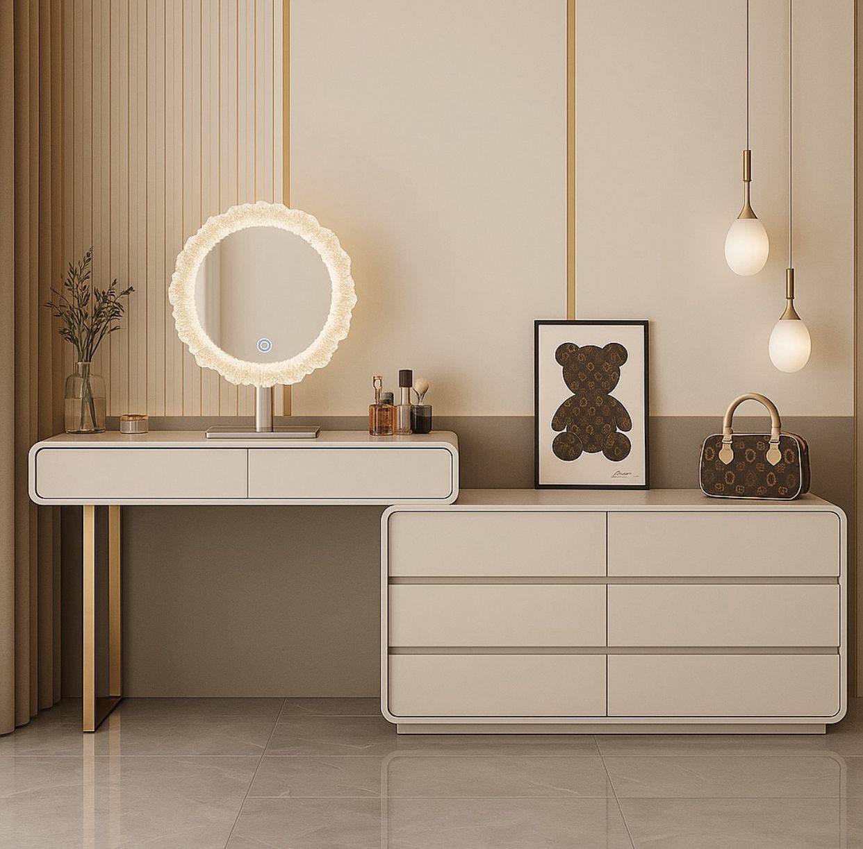 IG Furn- Bella 8 Drawers Vanity & Dresser Set