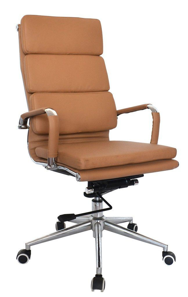 Office Chairs -PU Leather High Back Executive - Camel