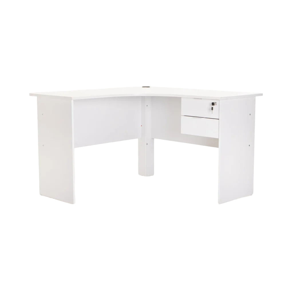 Vividitto - Keir 120cm 2 Drawer Corner Desk  - White