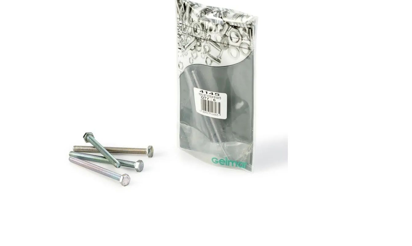 Hex Set Screw Bolts, M6 x 75mm, 6 Pieces (4 pack) BY WOODLY