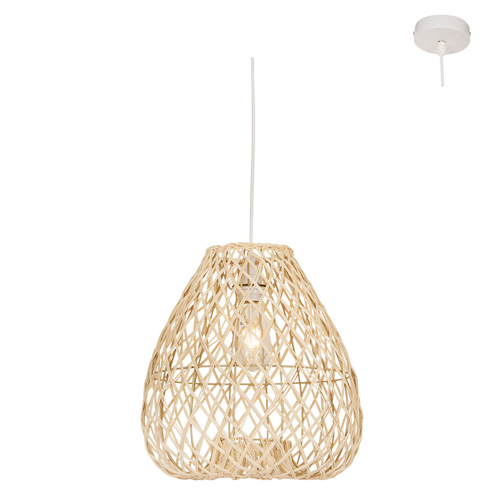 Albert - Pendant - E27 1x60w - Nature Woven Rattan