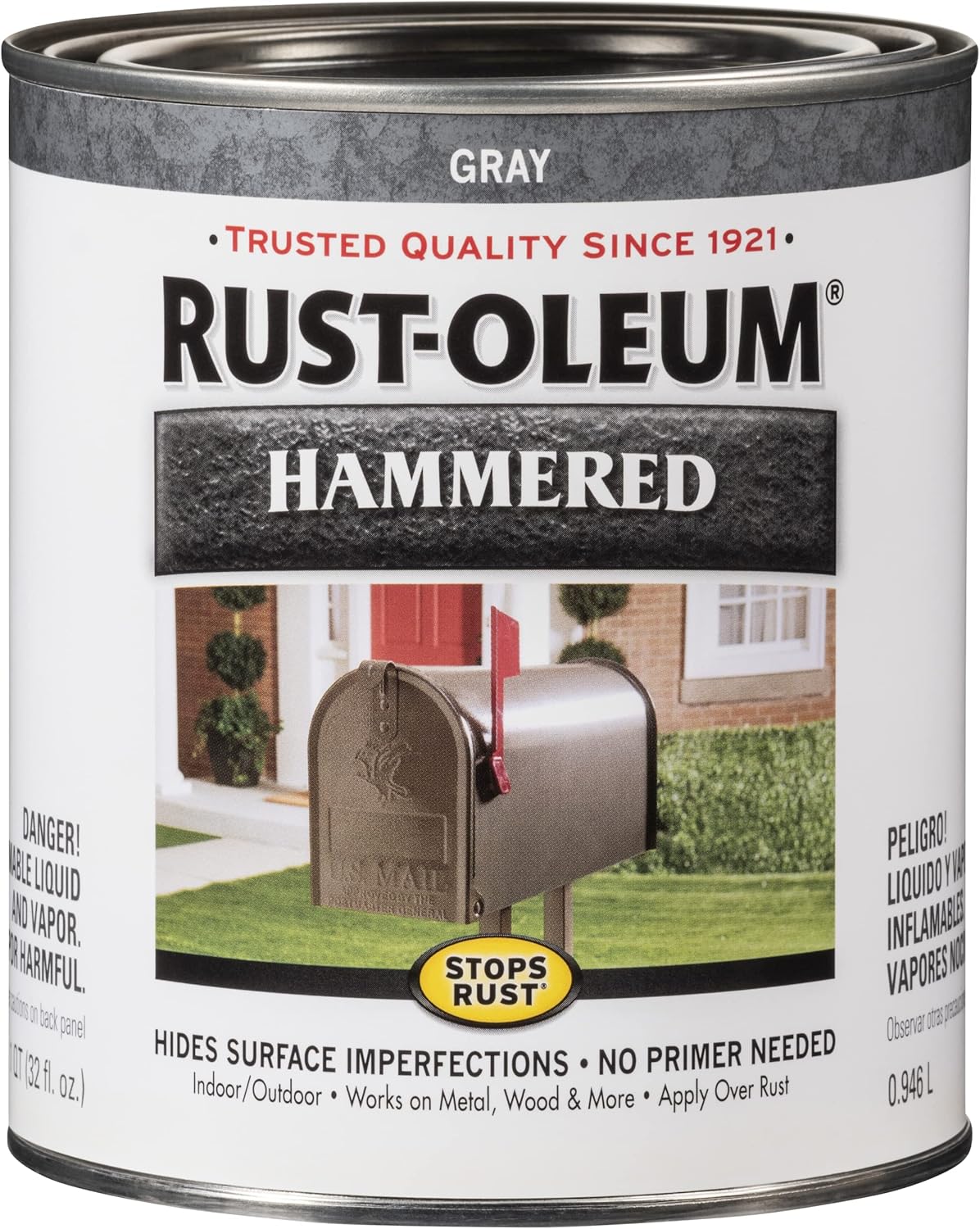Rust-Oleum Stops Rust Hammered Brush Paint Grey 946ml