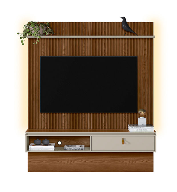 Lumini Plasma Tv Stand -Dark Brown/Off White