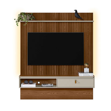 Lumini Plasma Tv Stand -Dark Brown/Off White