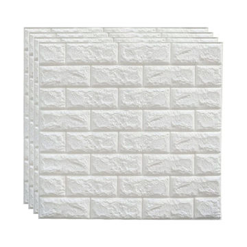 70x79cm 3D Self Adhesive PE Foam Wall Panels Brick White- Pack of 4