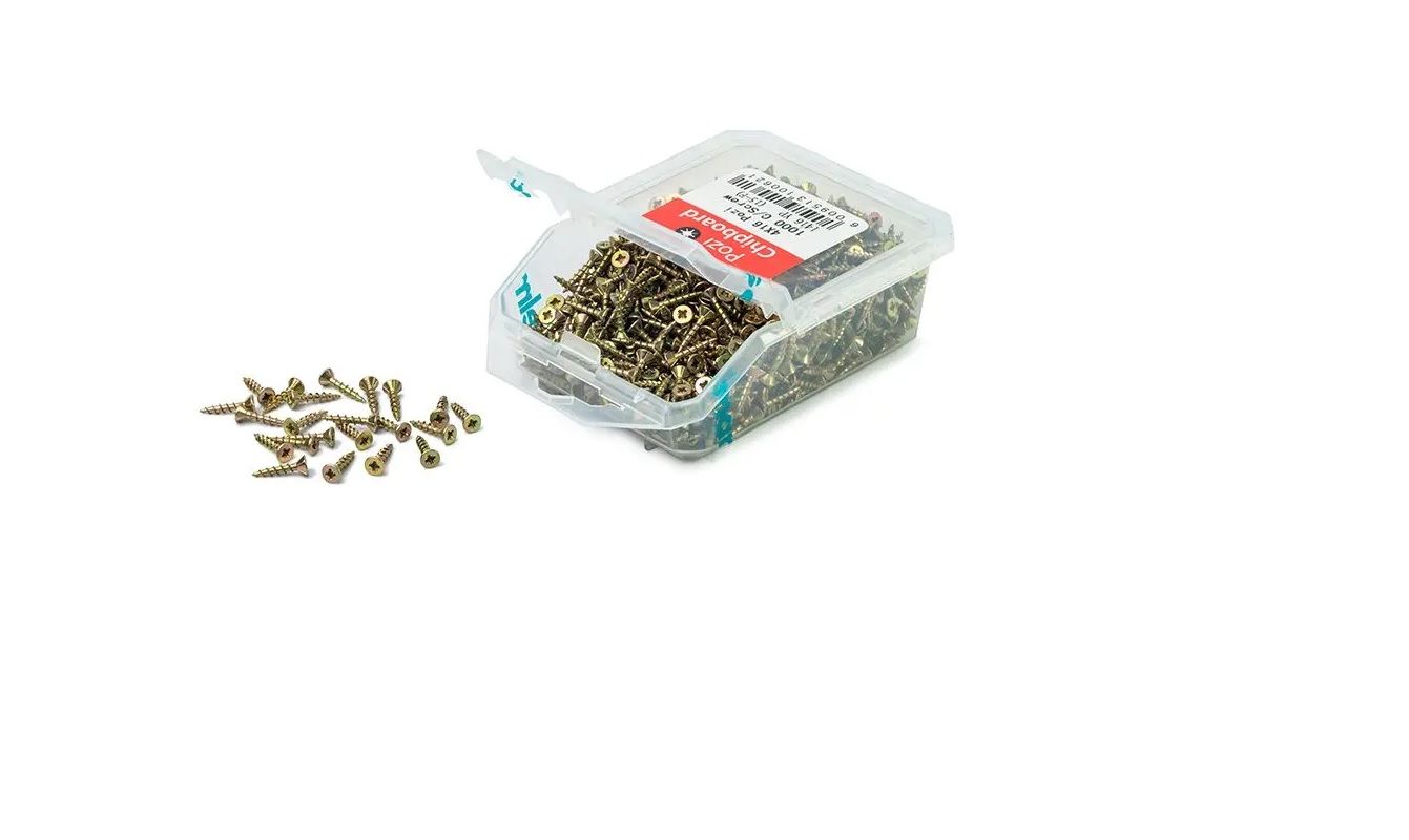 Chipboard Screws, Pozi, No.4, 3mm x 16mm, 1000 Pieces (3 pack) BY WOODLY