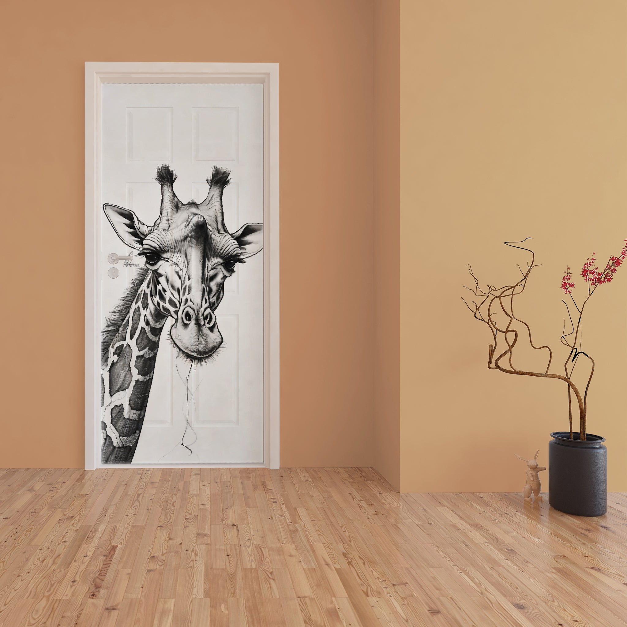 Decoupage -Giraffe Unraveling By Nathan Pieterse Door