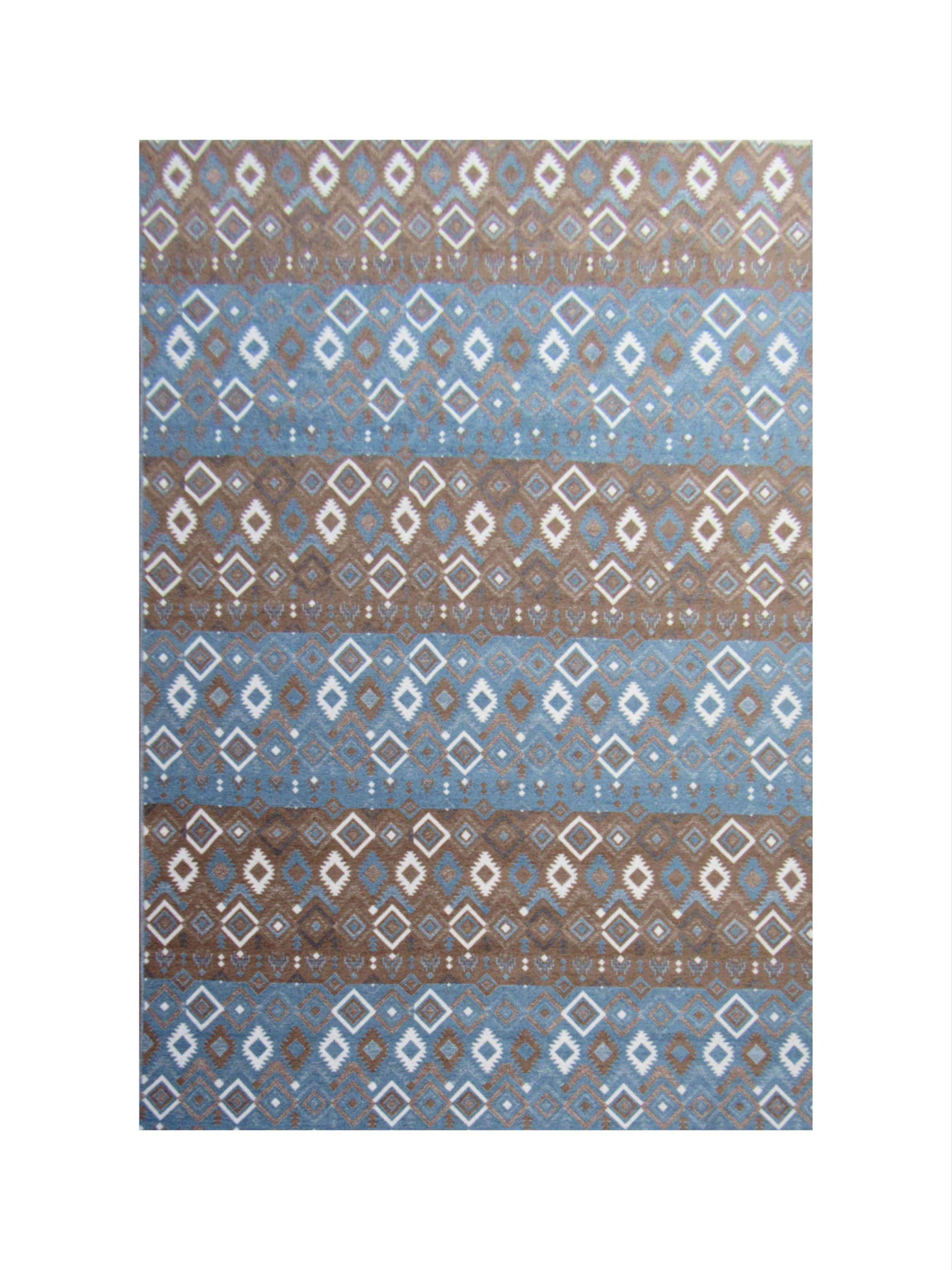 BK Carpets & Rugs - Indoor Modern Chenille Area Rug - 2,3m x 3,4m -  Blue & Brown