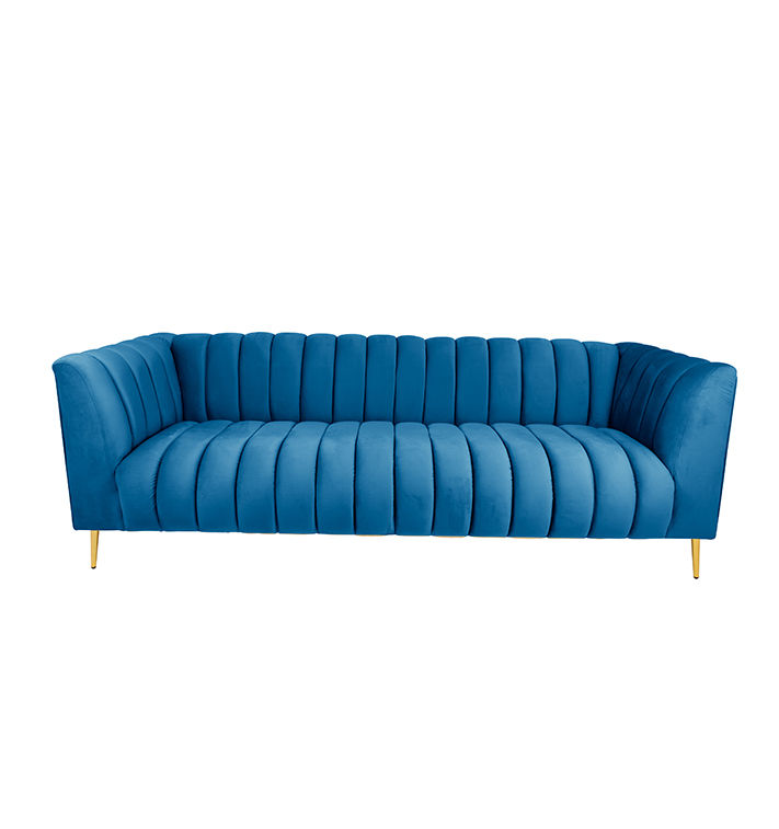 Zoey 2 Seater Stripe Couch- Sky Blue