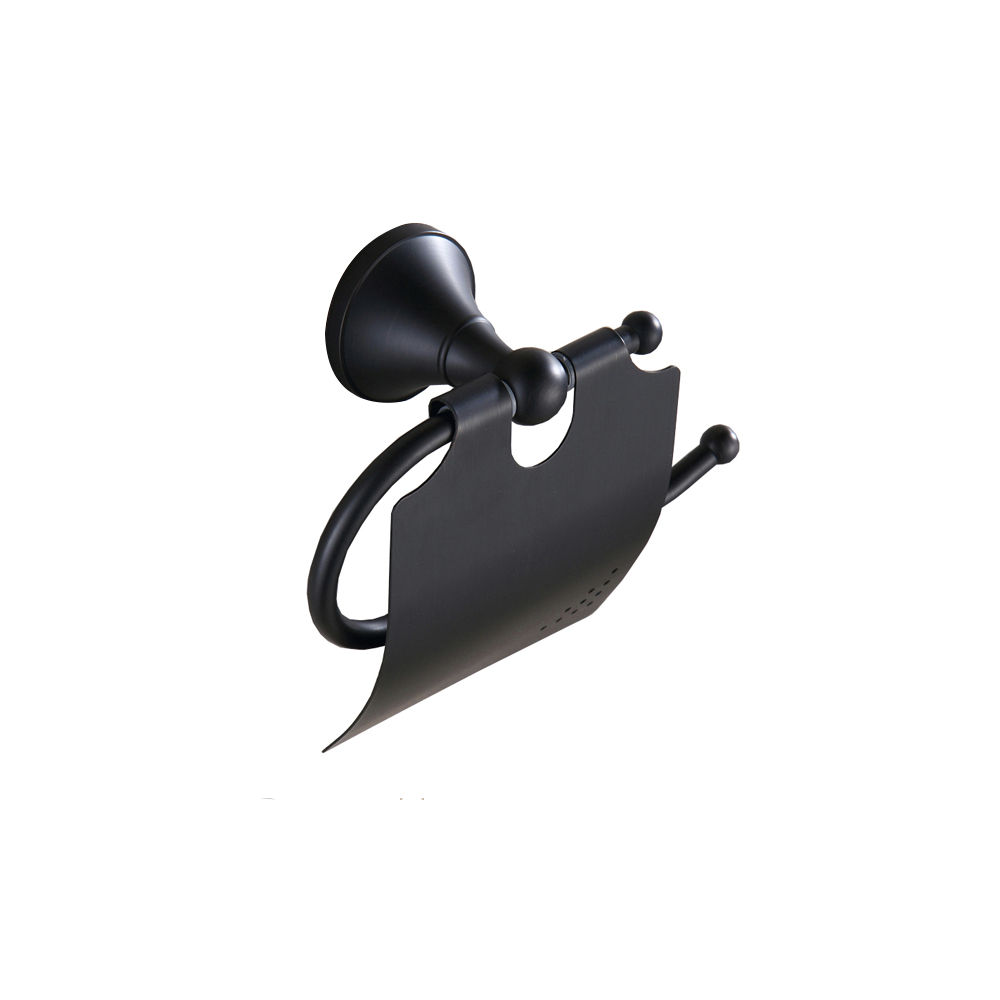 BTB025- Blackened brass toilet roll holder
