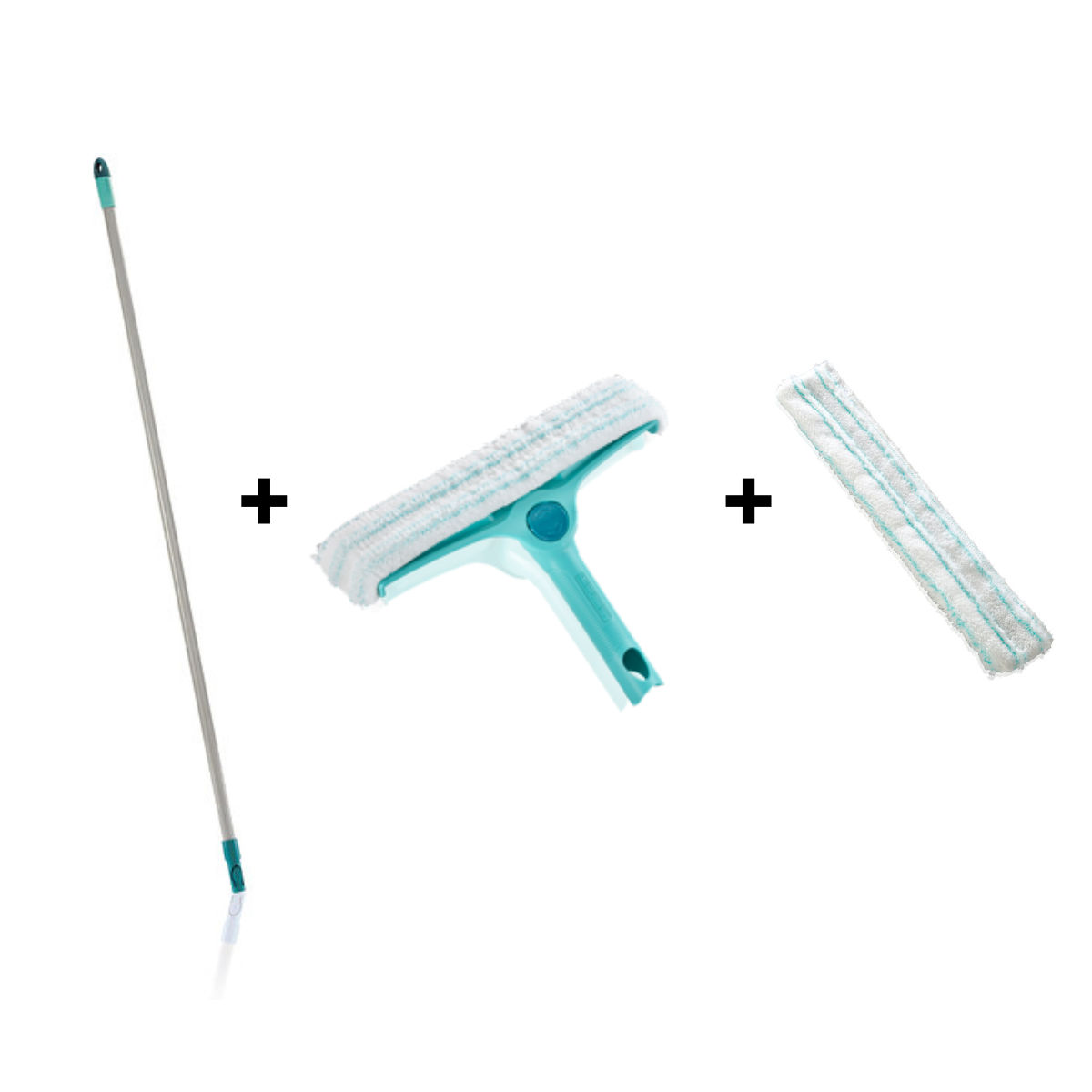 Leifheit Click System 4in1 Window Cleaner Set with Handle & Replacement Cover