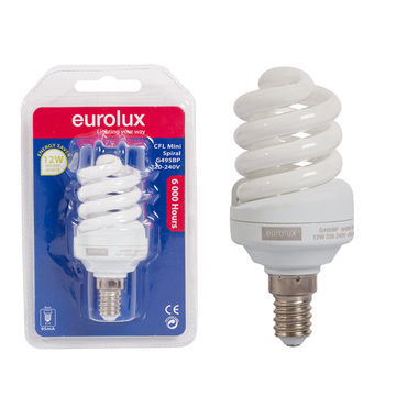 Eurolux - CFL Mini Spiral - E14 - 12w - Warm White - Blister - 3 Pack