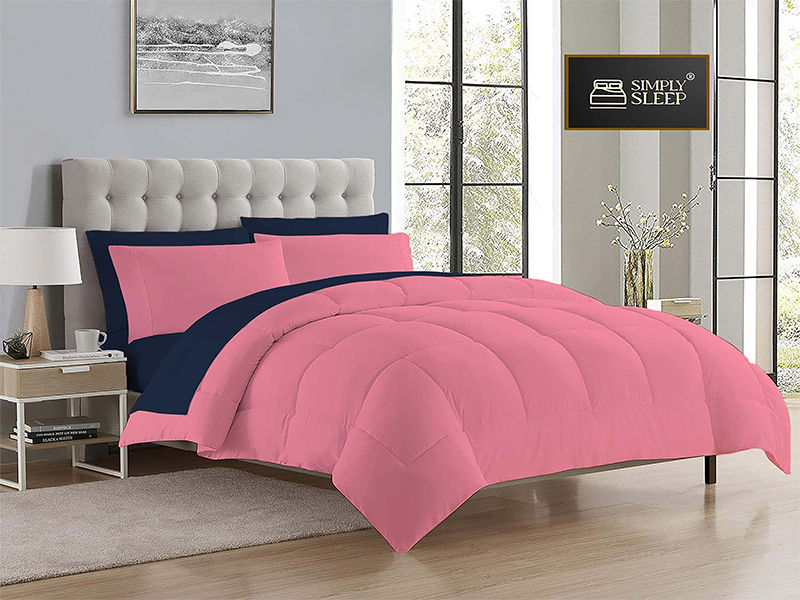 Everyday Collection Reversible Comforter Set - 90 GSM - Pageant Blue - Pink Frosting - Single - Three Quarter(1set)