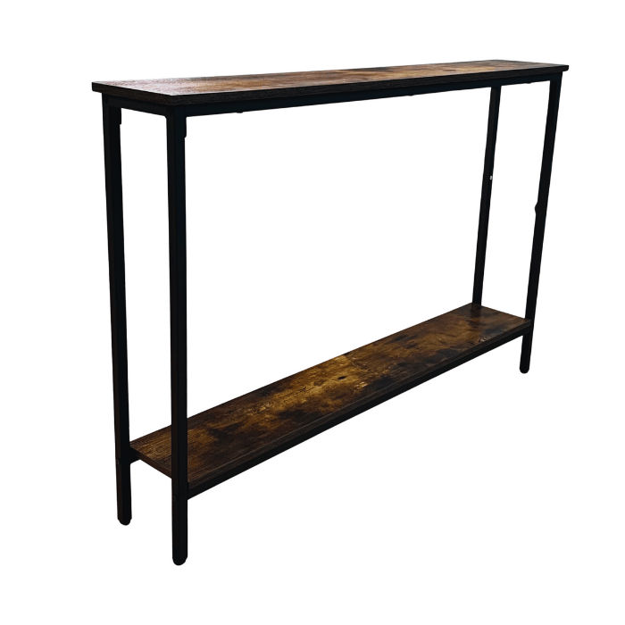 SlimLine 120cm Console Table – Rustic Wood Finish with Black Steel Frame