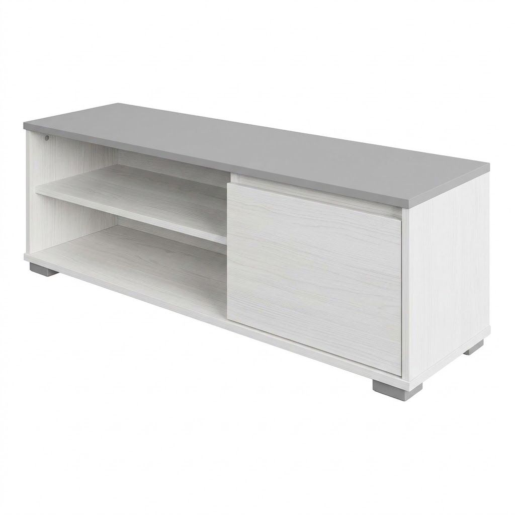 MP-Home and Kitchen Loft 1.2 m TV Stand White Wood-Grain and Grey Media Unit – 360 x 1200 x 430 mm