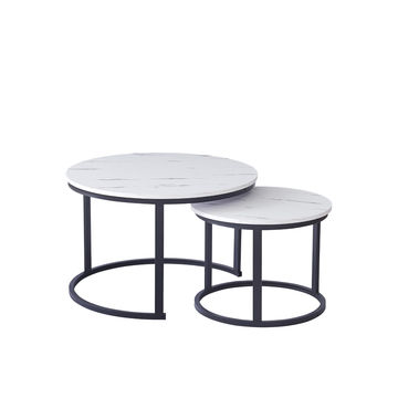 Everfurn 2 Piece Extra Large Coffee Table Indus Series - Marble White